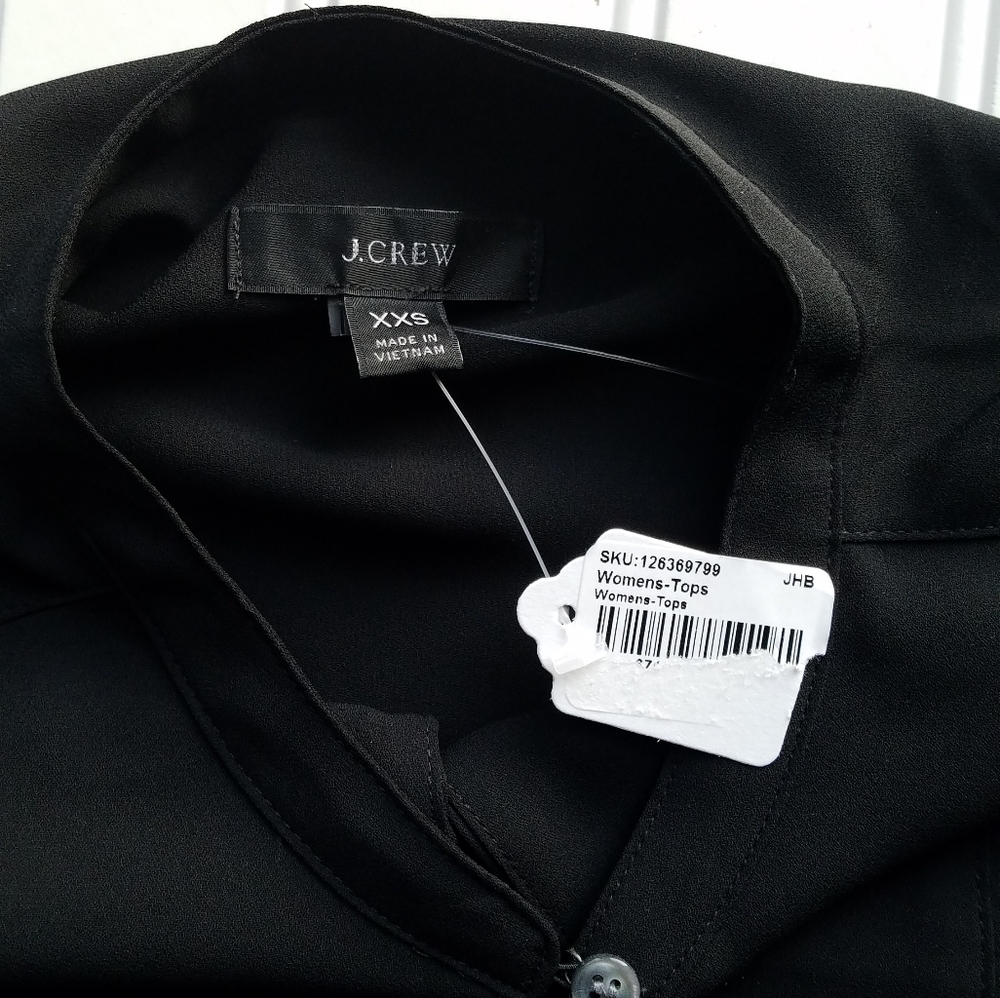 New J. Crew Black Blouse Cap Sleeve Top XXS - Picture 3 of 9